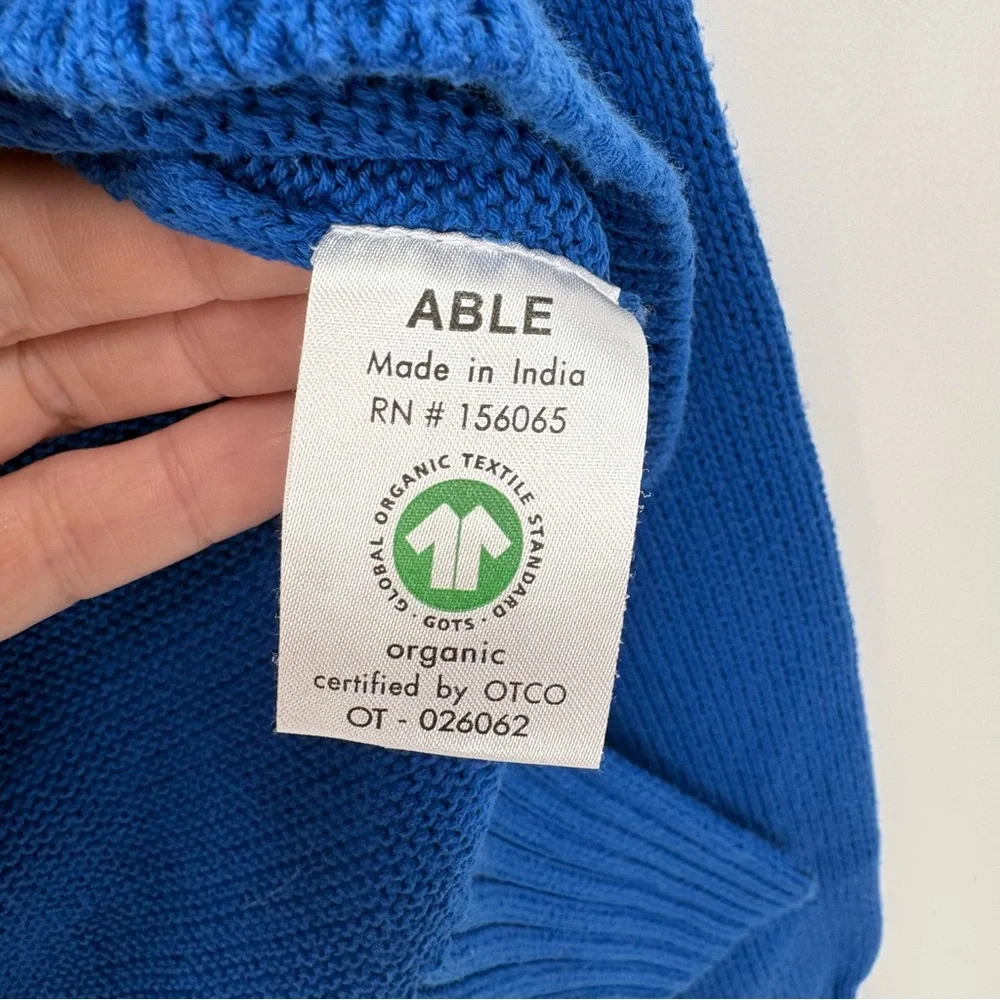 Able High Low Crew Neck‎ Pullover Royal Blue Sweater Small - Picture 4 of 5
